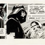 One of six consecutive lots of Al Williamson (1931-2020) original, unpublished concept art that preceded the ‘Star Wars’ daily newspaper comic strip (which was ultimately written and drawn by Russ Manning and ran from 1979-1984). Of 12 proposal strips created by Williamson, the first six were gifted to George Lucas; the other six were given to Star Wars marketing genius Charles Lippincott, whose widow has consigned them to Hake’s. Each is absolutely fresh to the market. Estimate $10,000-$20,000